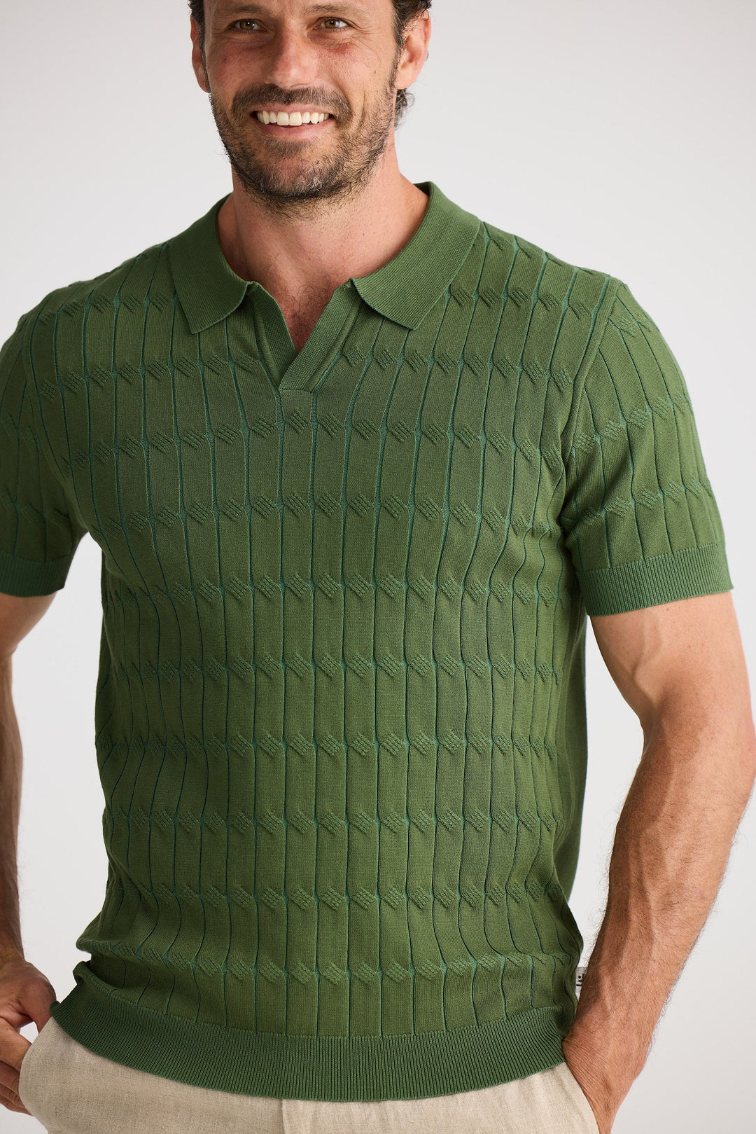 Flynn Knit SS Polo - Forest