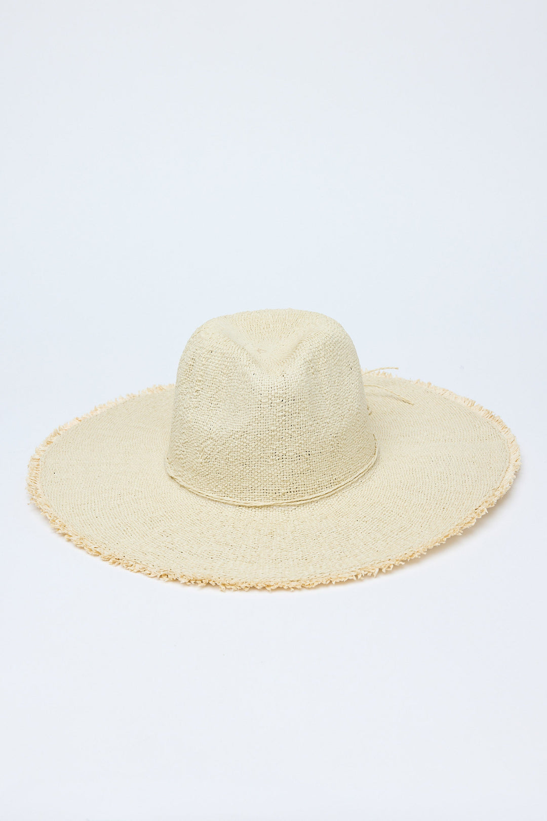 Beige straw hat on a light gray background