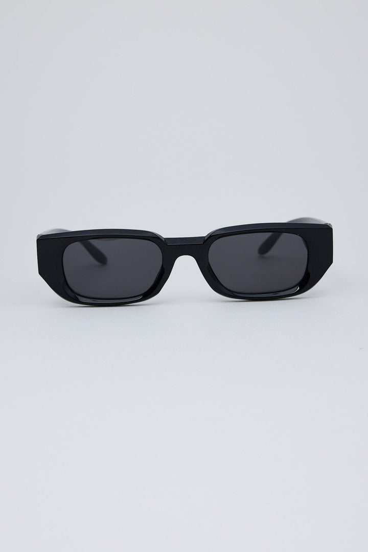 Black sunglasses on a white background