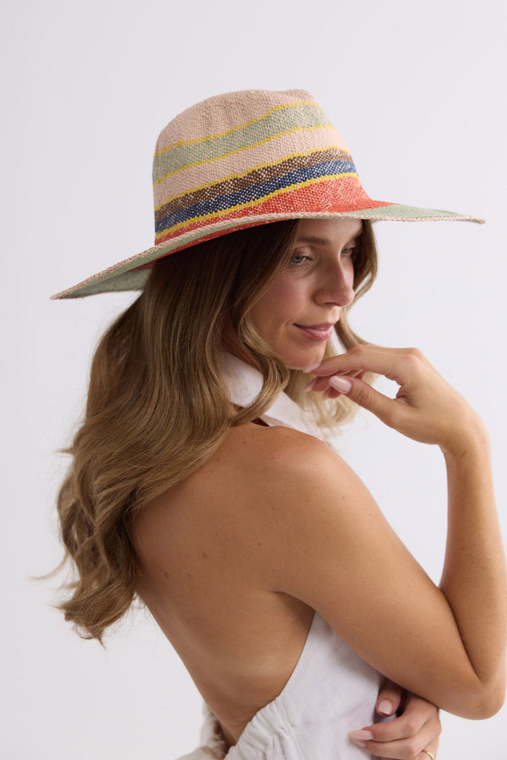 Fiesta Hat in multicolor, side view.