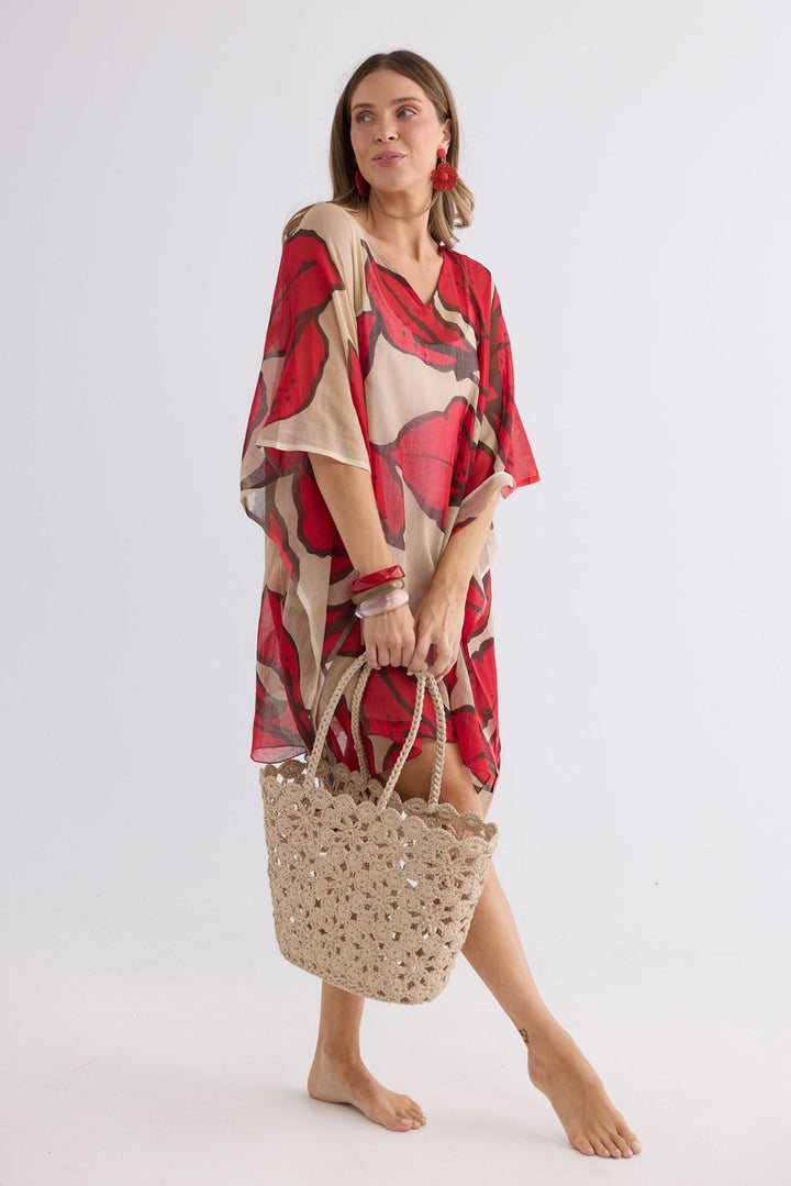 Lucy Basket in beige, side view.
