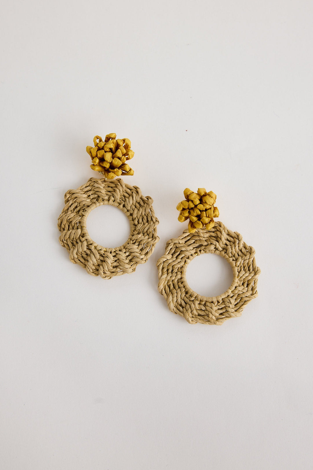 Pair of natural earrings on a white background