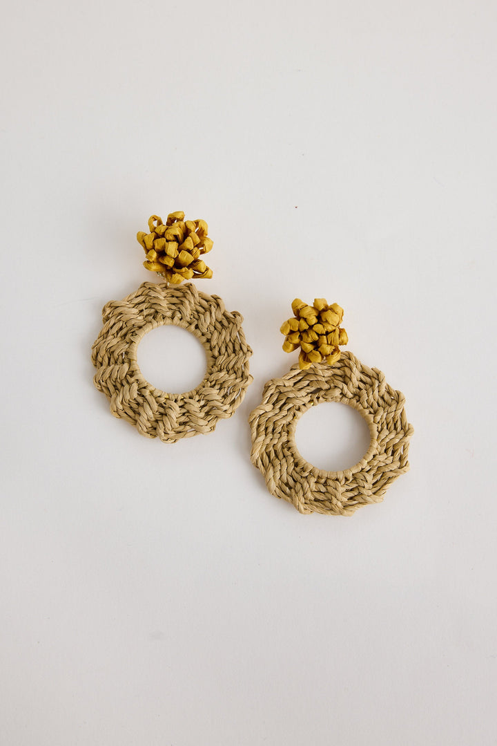 Pair of natural earrings on a white background