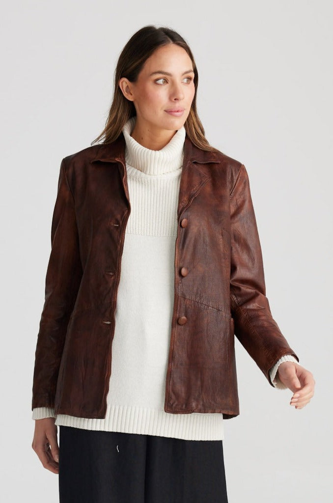 Roma Leather Jacket Vintage Brown The Shanty Corporation
