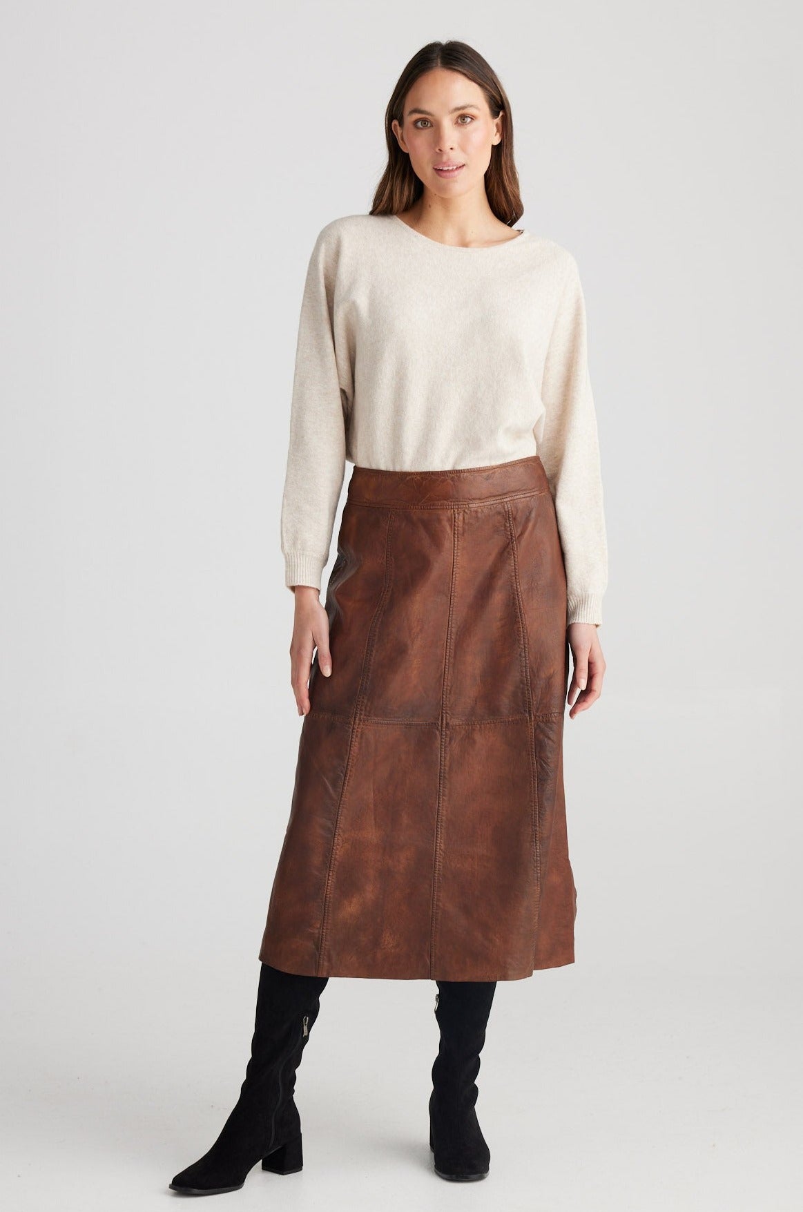 Burnett Leather Skirt Vintage Tan The Shanty Corporation