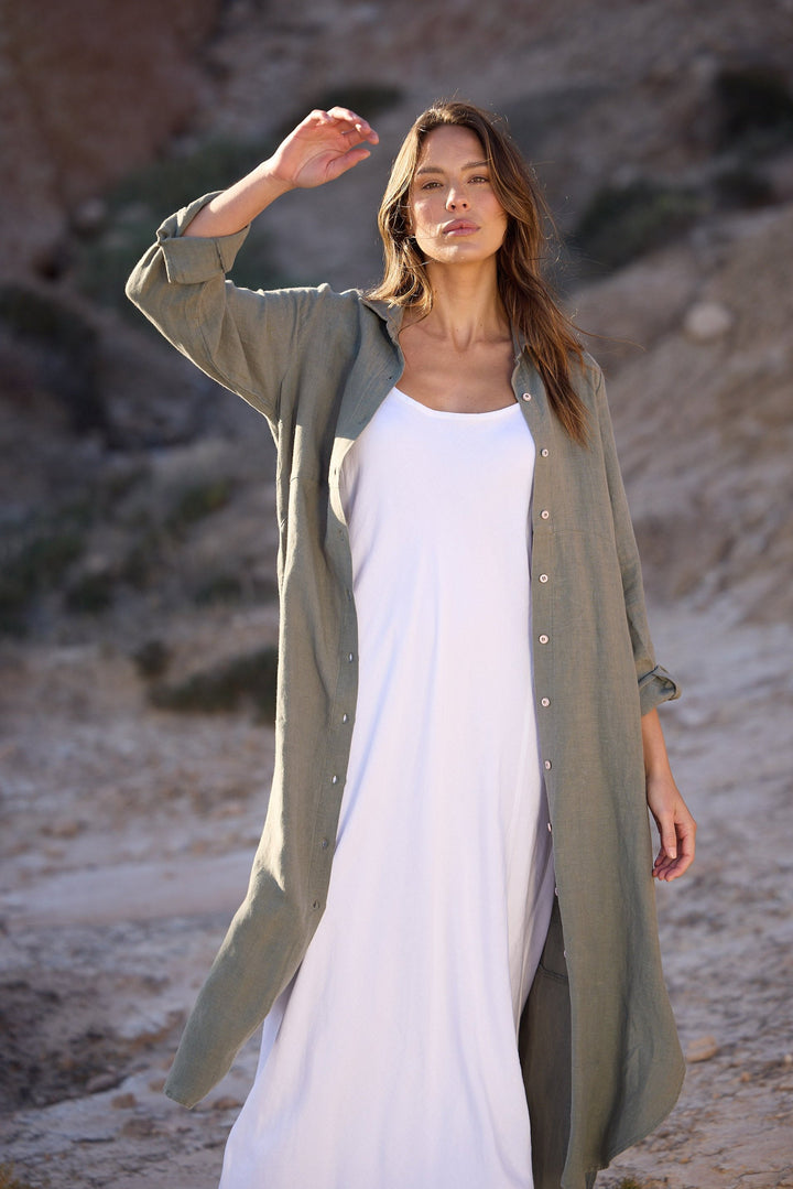 Castro Overshirt - Pistachio Linen