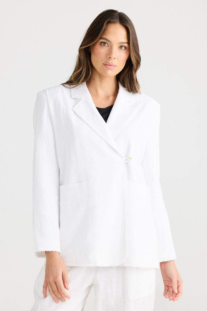 The Edit Blazer - White Linen