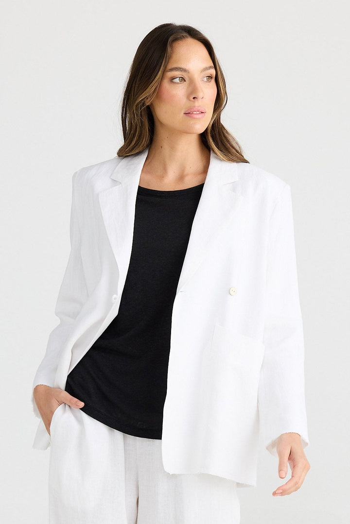 The Edit Blazer - White Linen