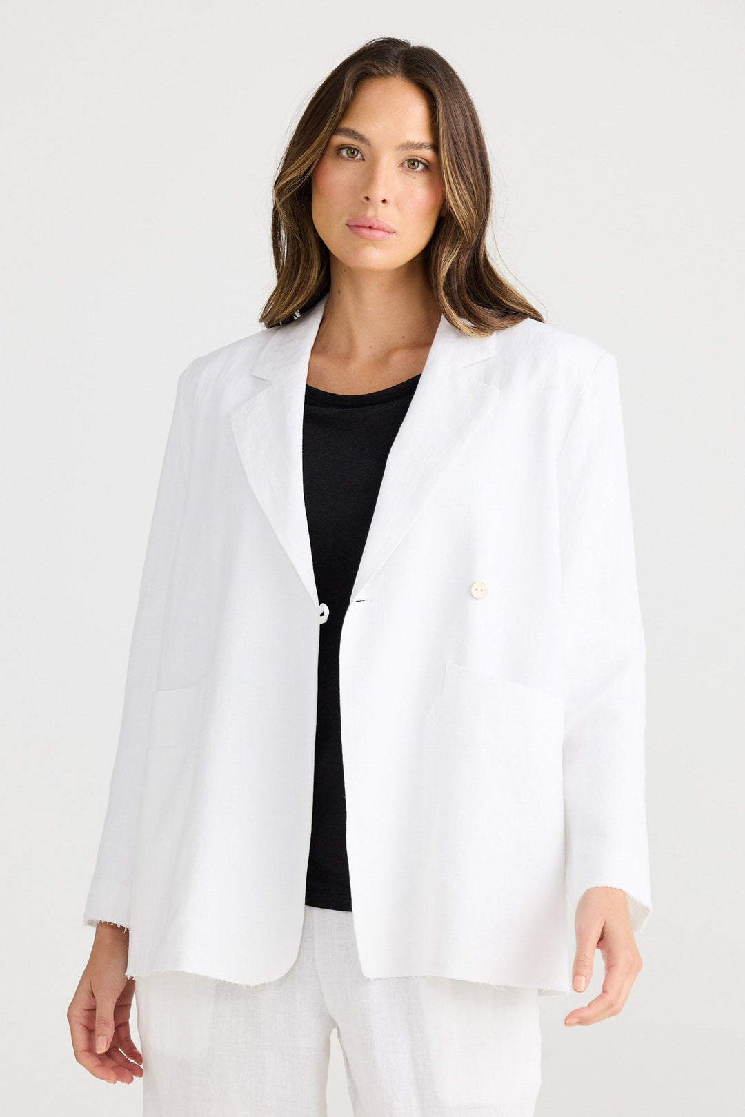 The Edit Blazer - White Linen