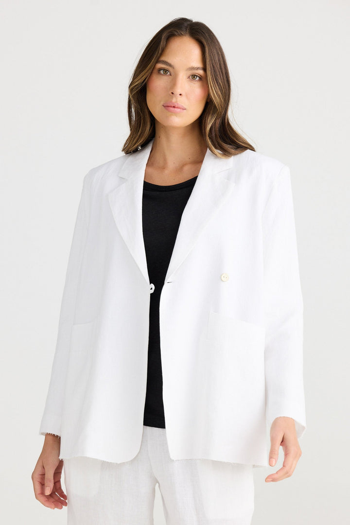 The Edit Blazer - White Linen