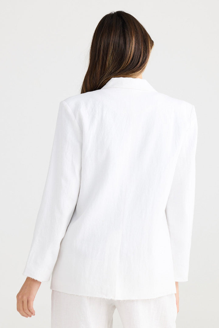 The Edit Blazer - White Linen