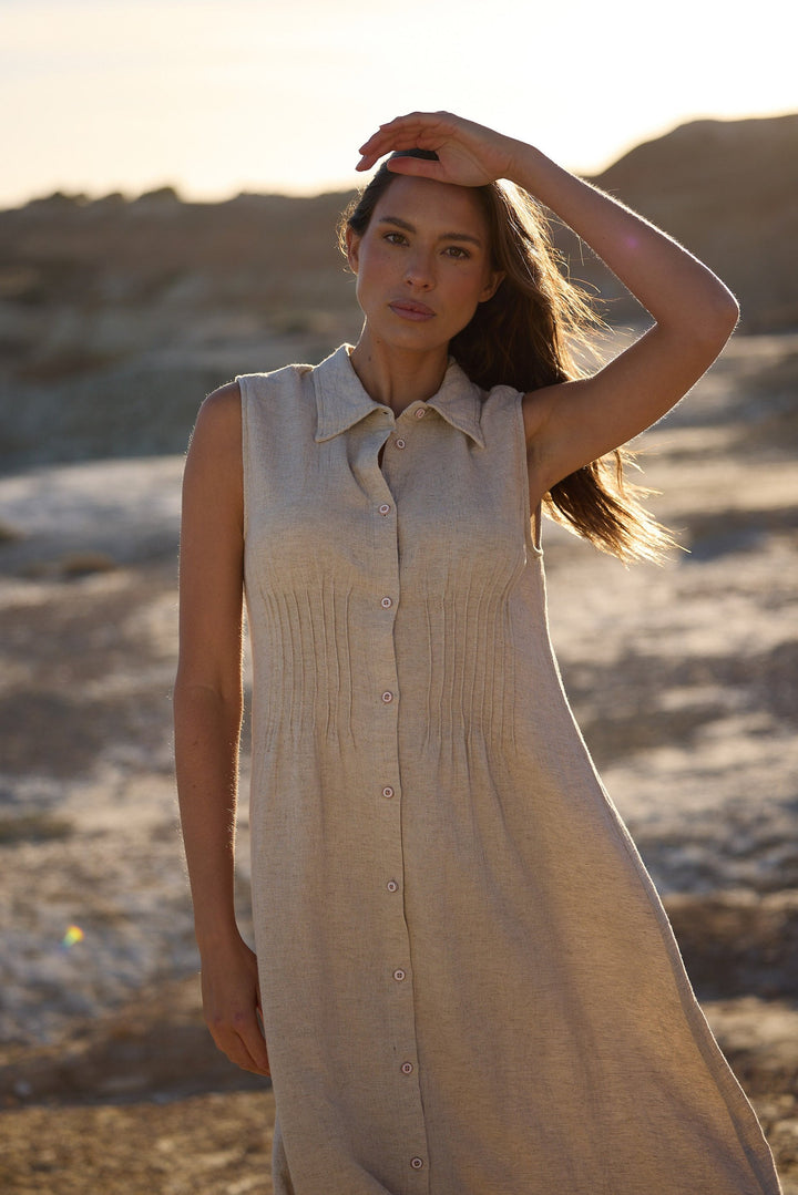 Florentine Dress - Natural Jaquard