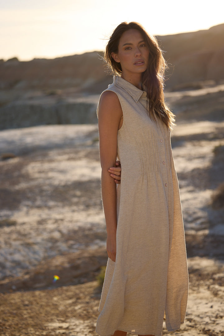 Florentine Dress - Natural Jaquard