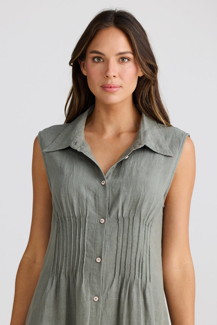 Florentine Dress - Pistachio Linen