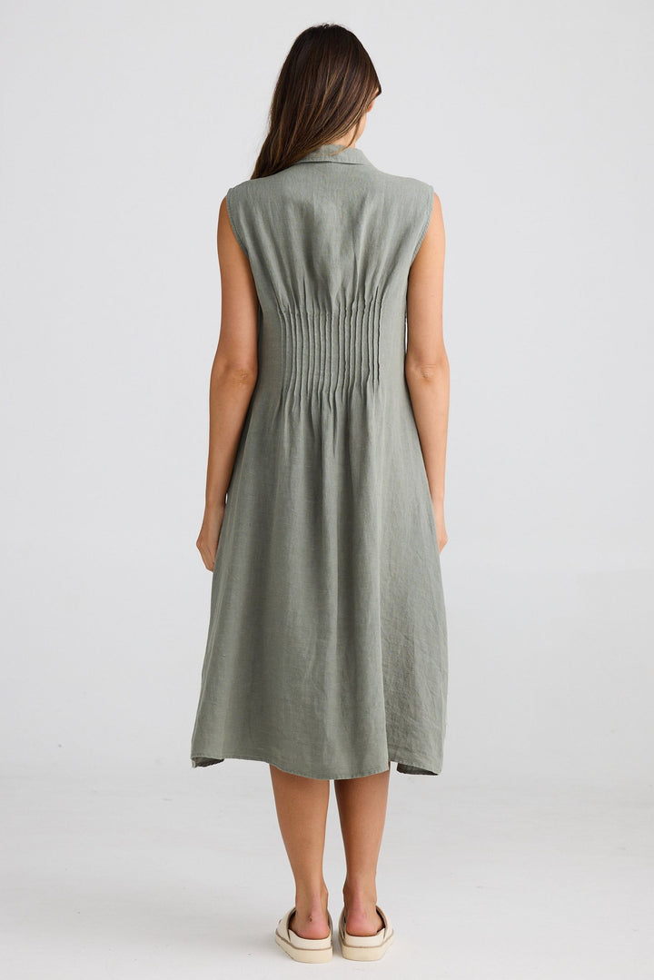 Florentine Dress - Pistachio Linen