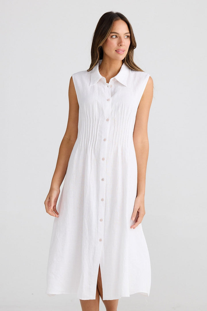 Florentine Dress - White Linen