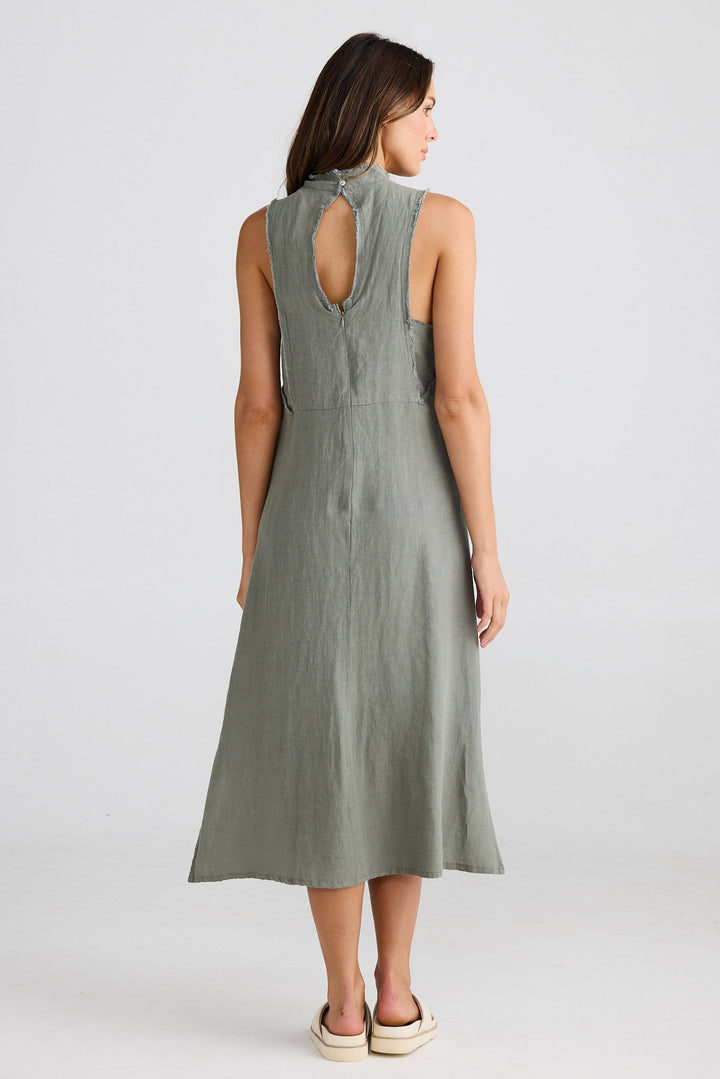 Helaina Dress - Pistachio Linen