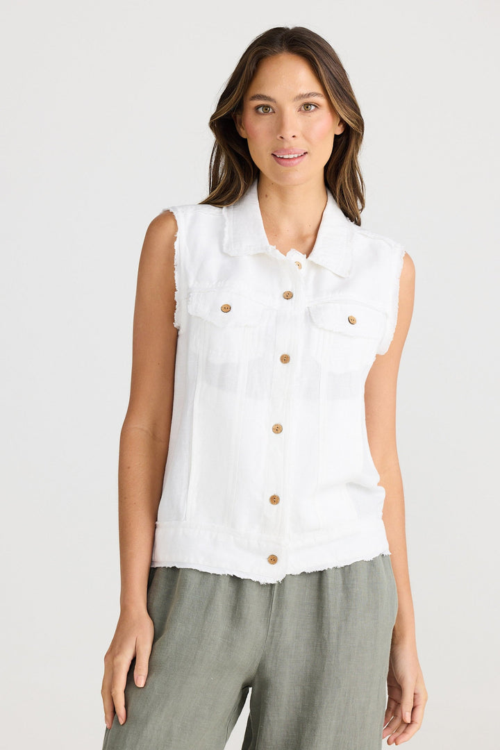 Monza Vest - White Linen