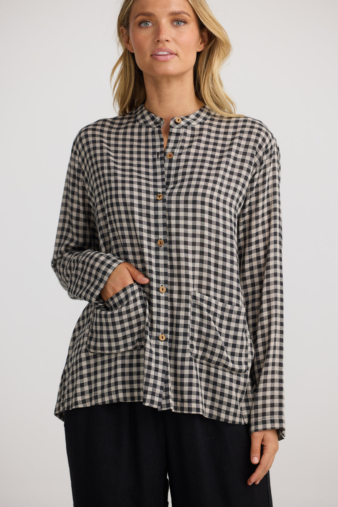 Mateo Blouse - Natural W Black Check