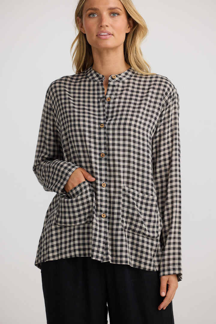 Mateo Blouse - Natural W Black Check