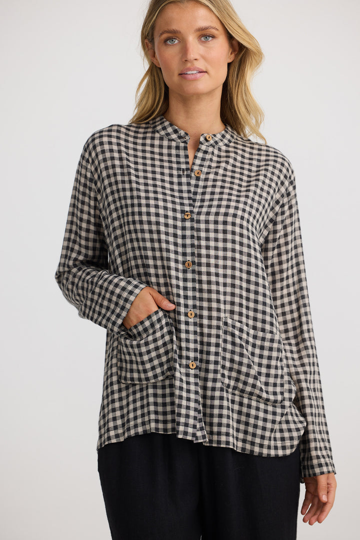 Mateo Blouse - Natural W Black Check