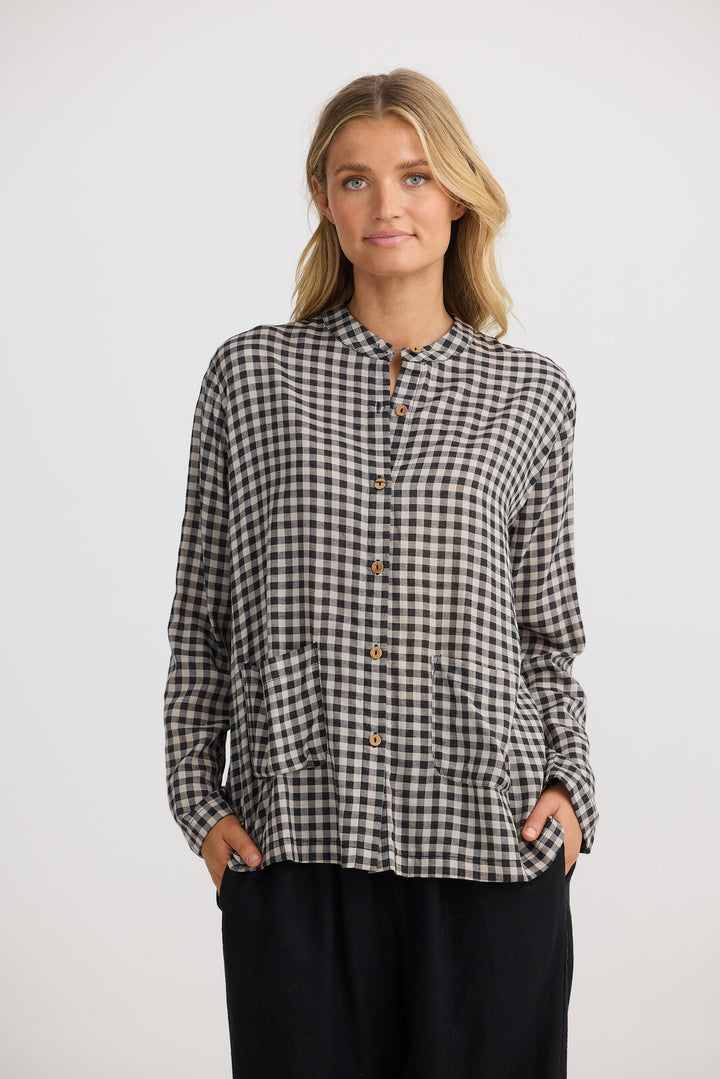 Mateo Blouse - Natural W Black Check