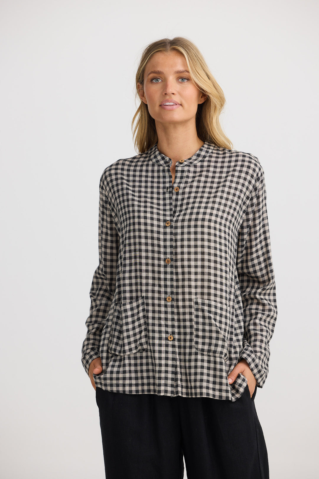 Mateo Blouse - Natural W Black Check