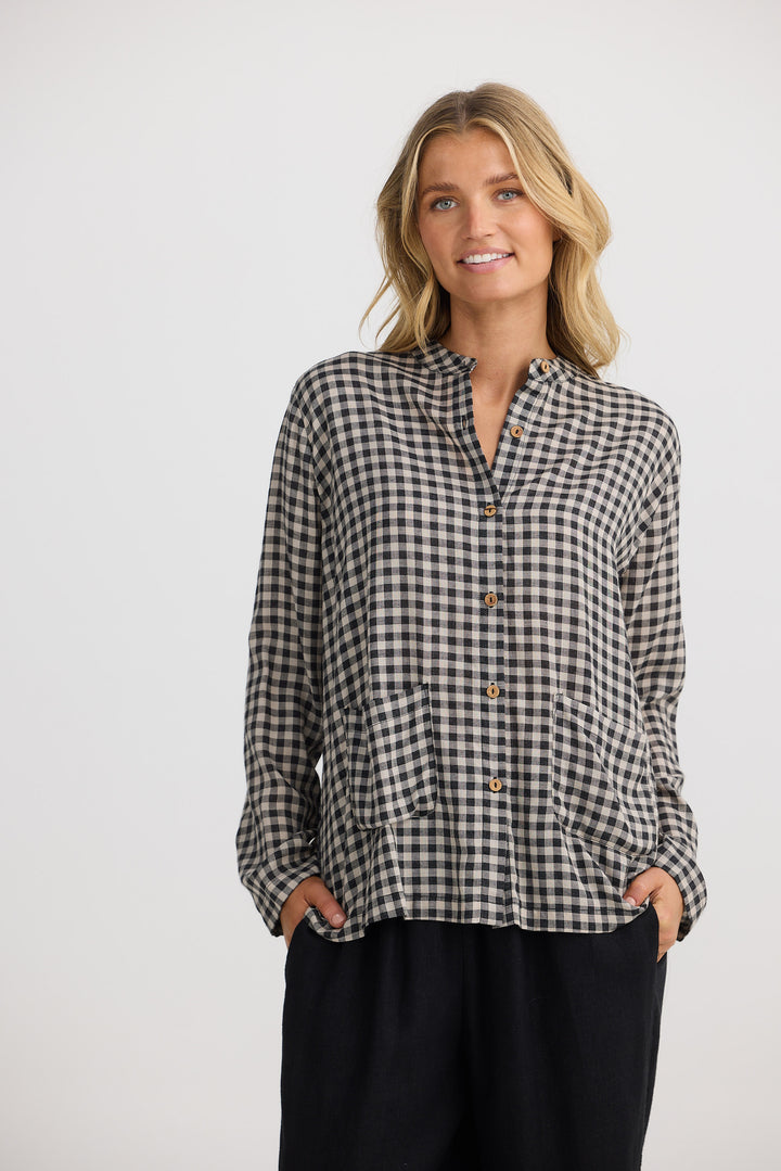 Mateo Blouse - Natural W Black Check
