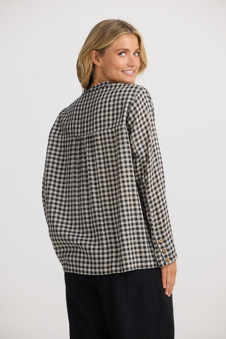 Mateo Blouse - Natural W Black Check