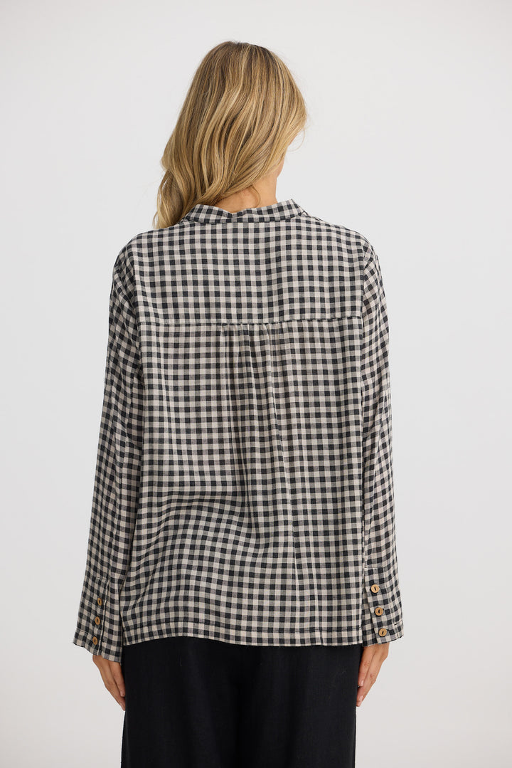 Mateo Blouse - Natural W Black Check