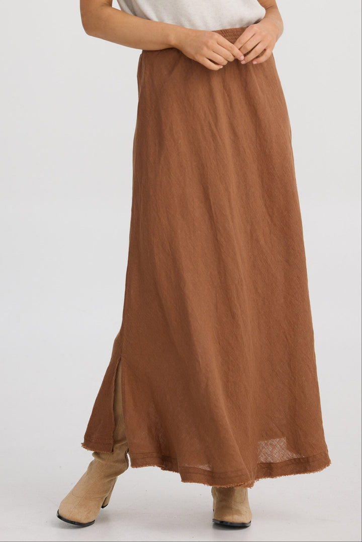 Sicily Skirt - Cocoa Linen