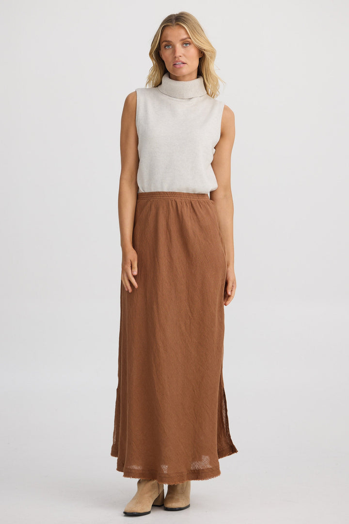 Sicily Skirt - Cocoa Linen