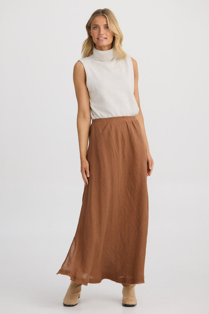 Sicily Skirt - Cocoa Linen