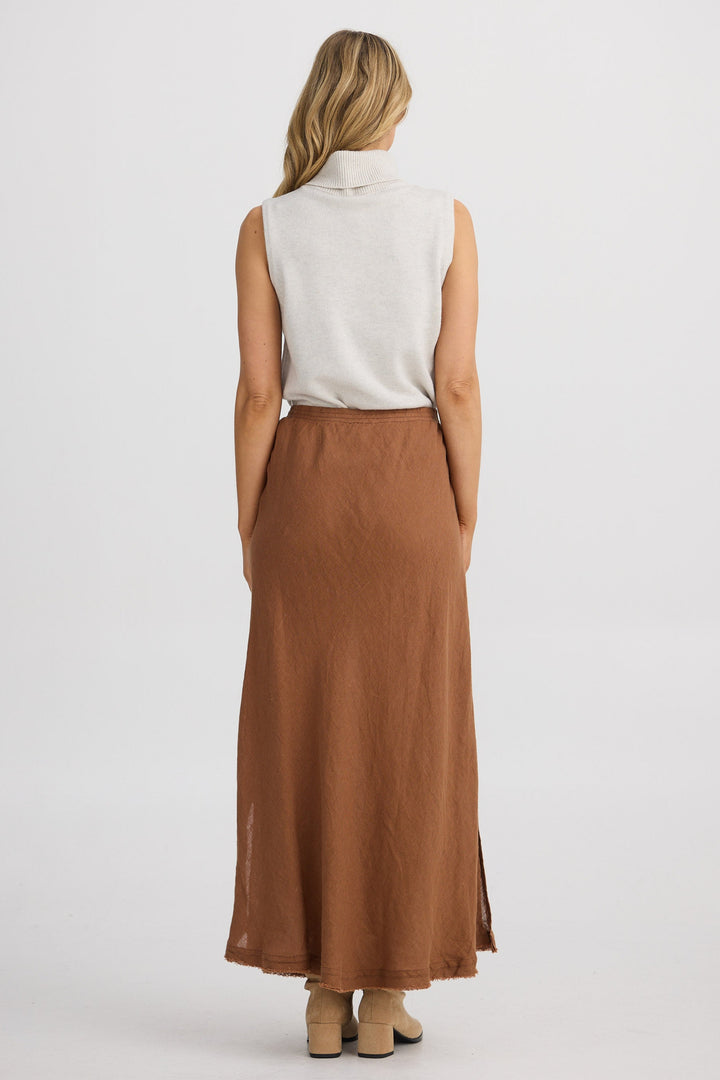 Sicily Skirt - Cocoa Linen