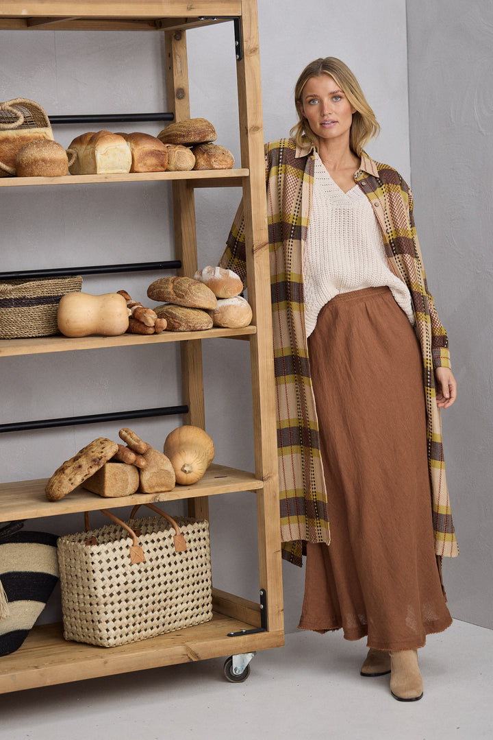 Sicily Skirt - Cocoa Linen