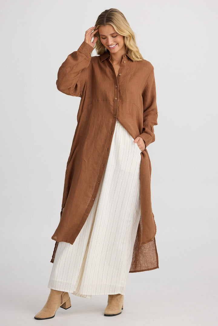 Castro Overshirt - Cocoa Linen