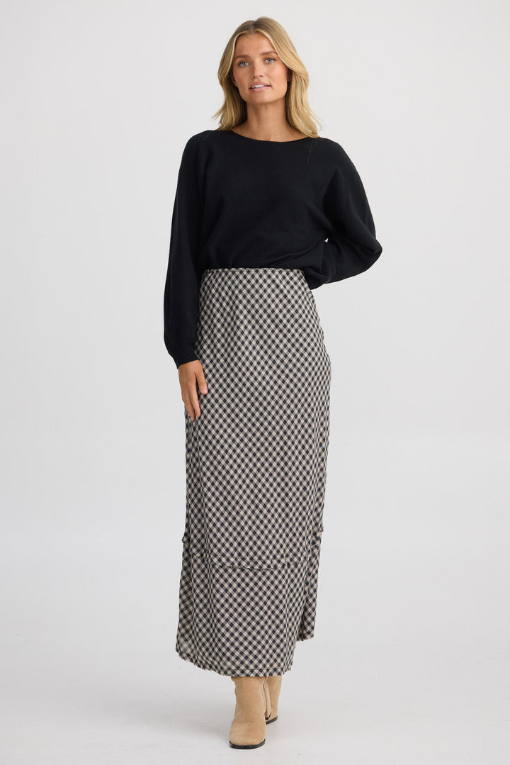 Pisa Skirt - Natural W Black Check
