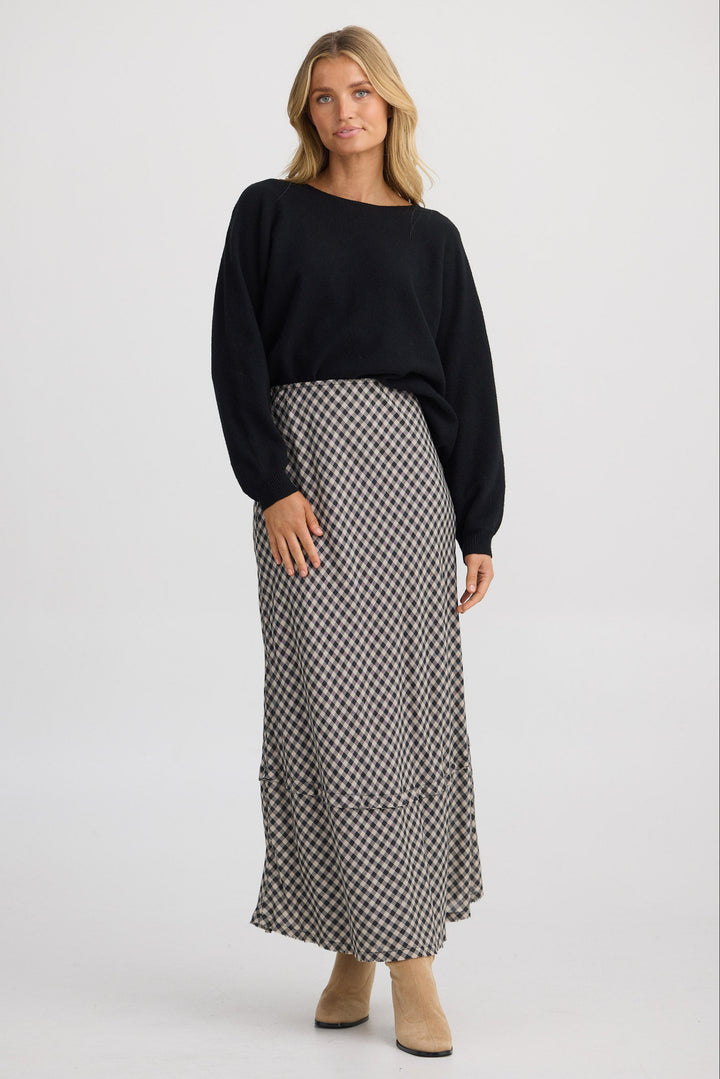 Pisa Skirt - Natural W Black Check