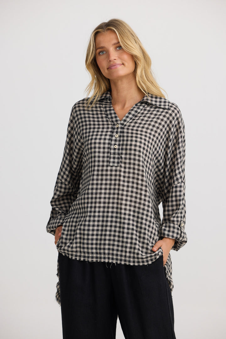 Amar Shirt - Natural W Black Check