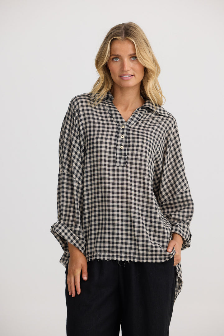 Amar Shirt - Natural W Black Check