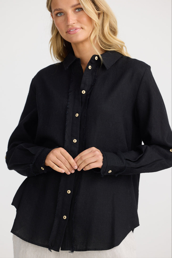 Cadiz Shirt - Black Linen