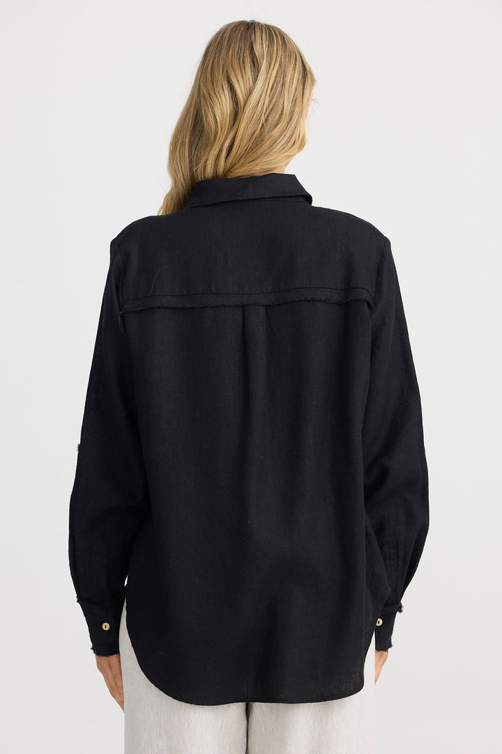 Cadiz Shirt - Black Linen