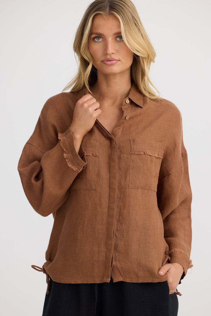 Sardinia Shirt - Cocoa Linen
