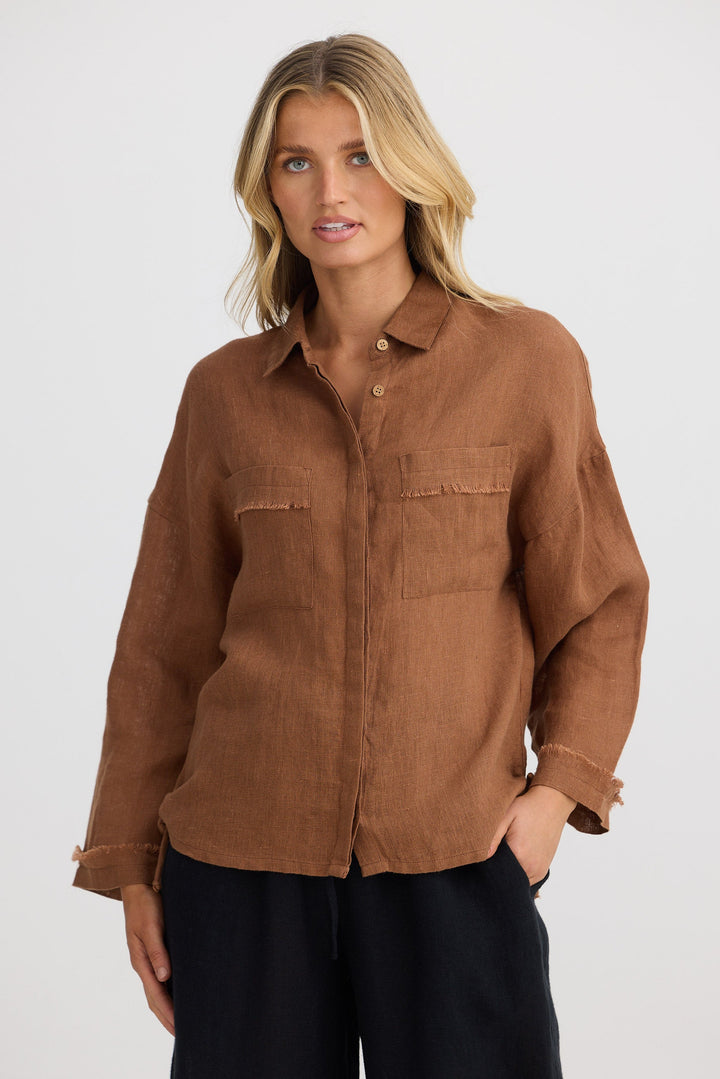 Sardinia Shirt - Cocoa Linen