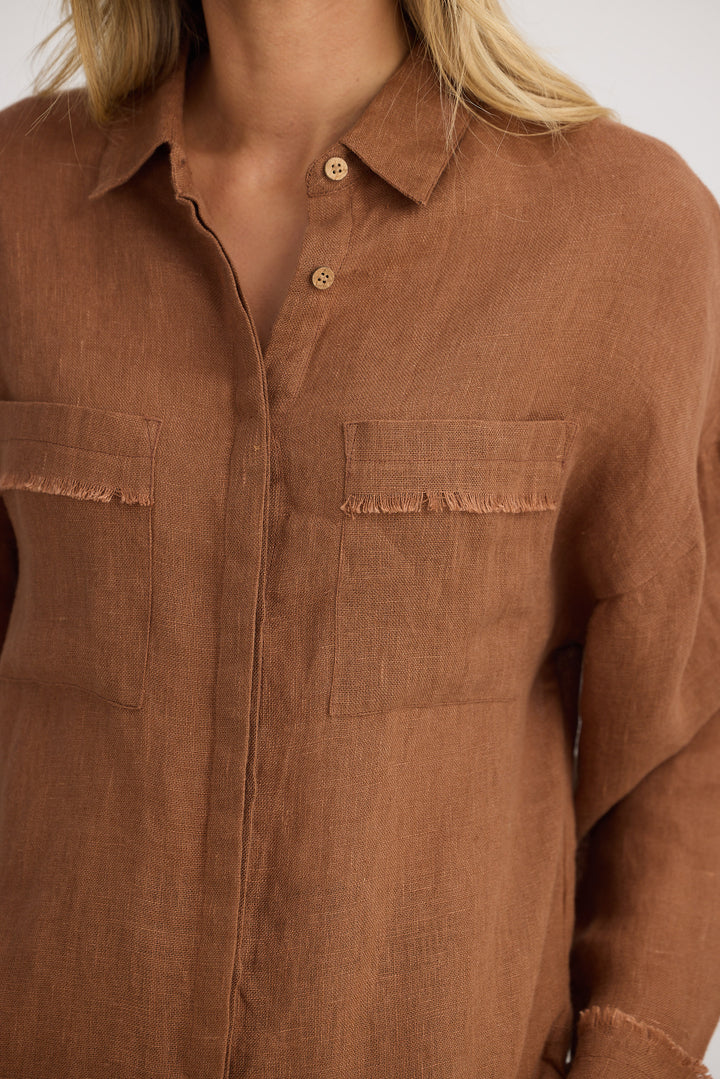 Sardinia Shirt - Cocoa Linen