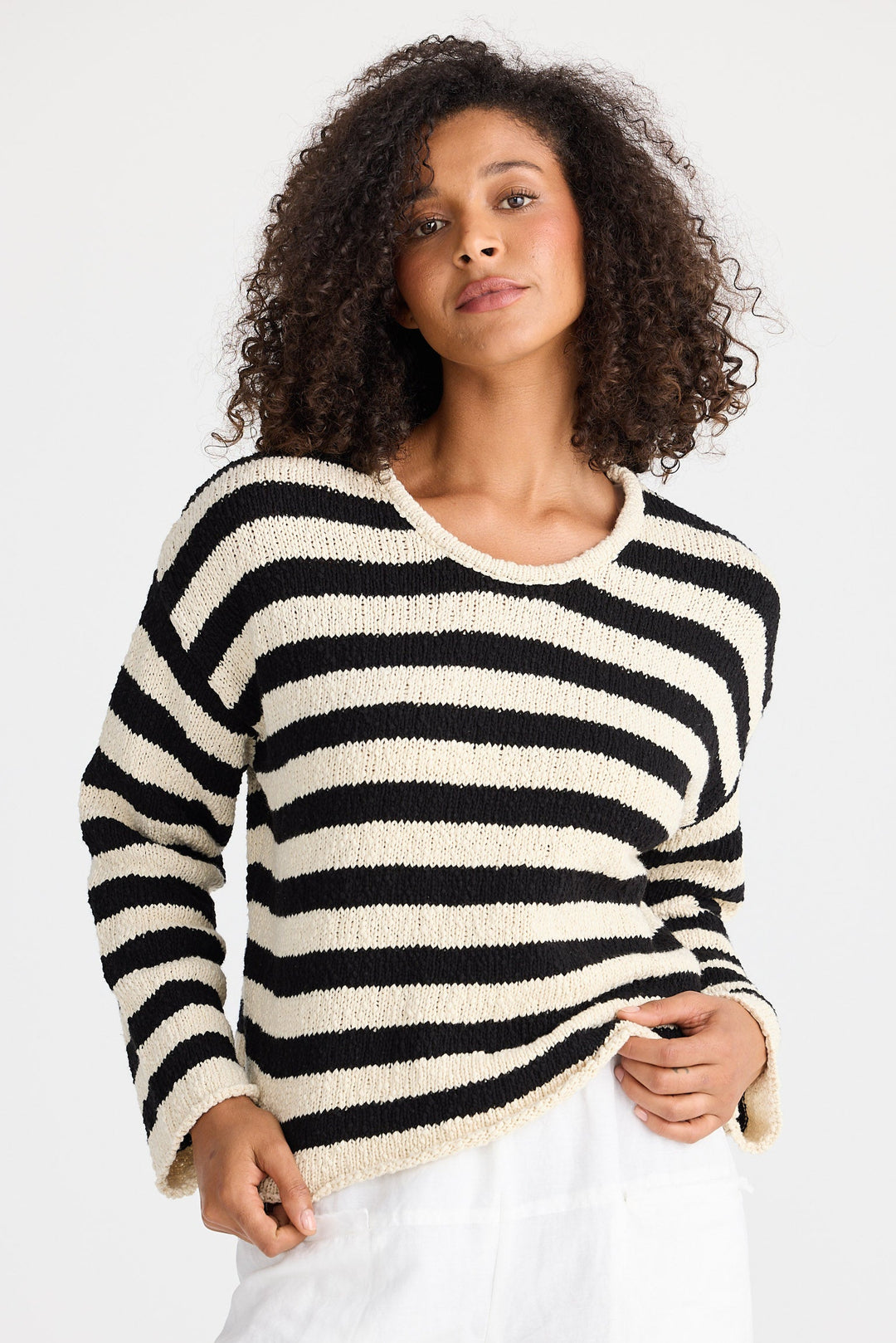 Keo Knit - Natural W Black Stripe