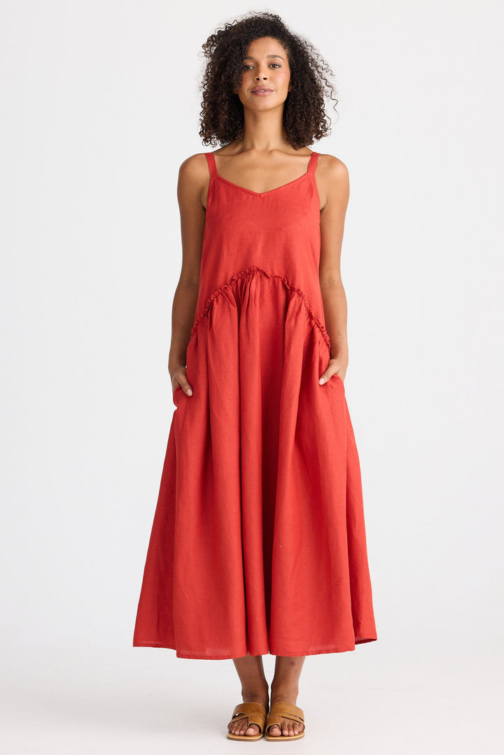 Limone Dress - Cherry Linen Blend