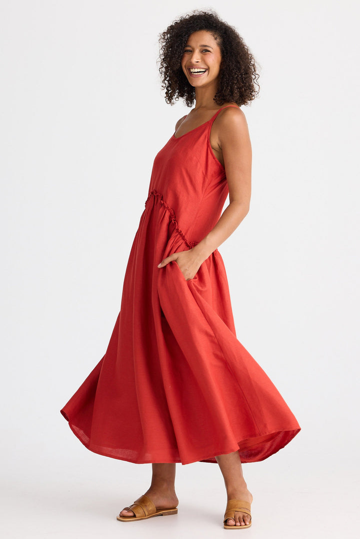 Limone Dress - Cherry Linen Blend