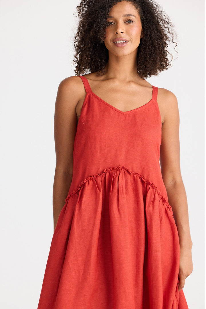 Limone Dress - Cherry Linen Blend