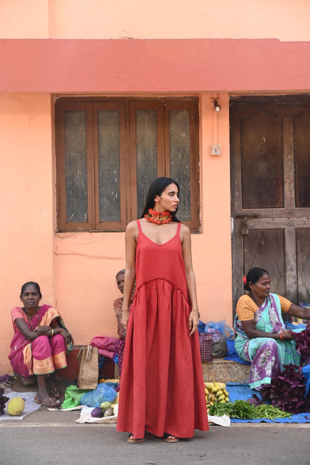Limone Dress - Cherry Linen Blend